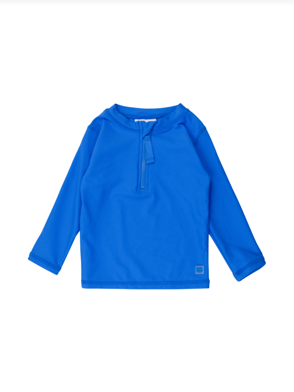Long Sleeve Zipper Rash Guard- Sonic Blue