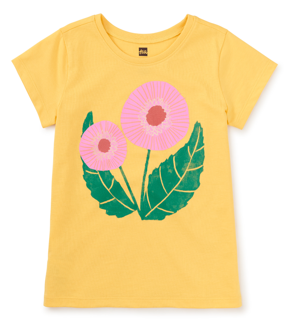 Button Flower Graphic Tee
