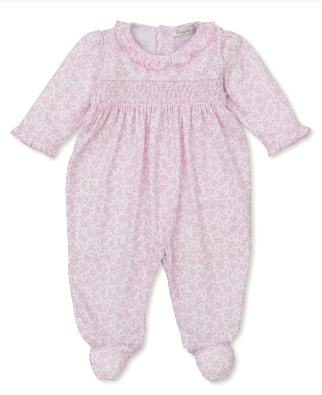 Pink Summer Garden Smocked Footie