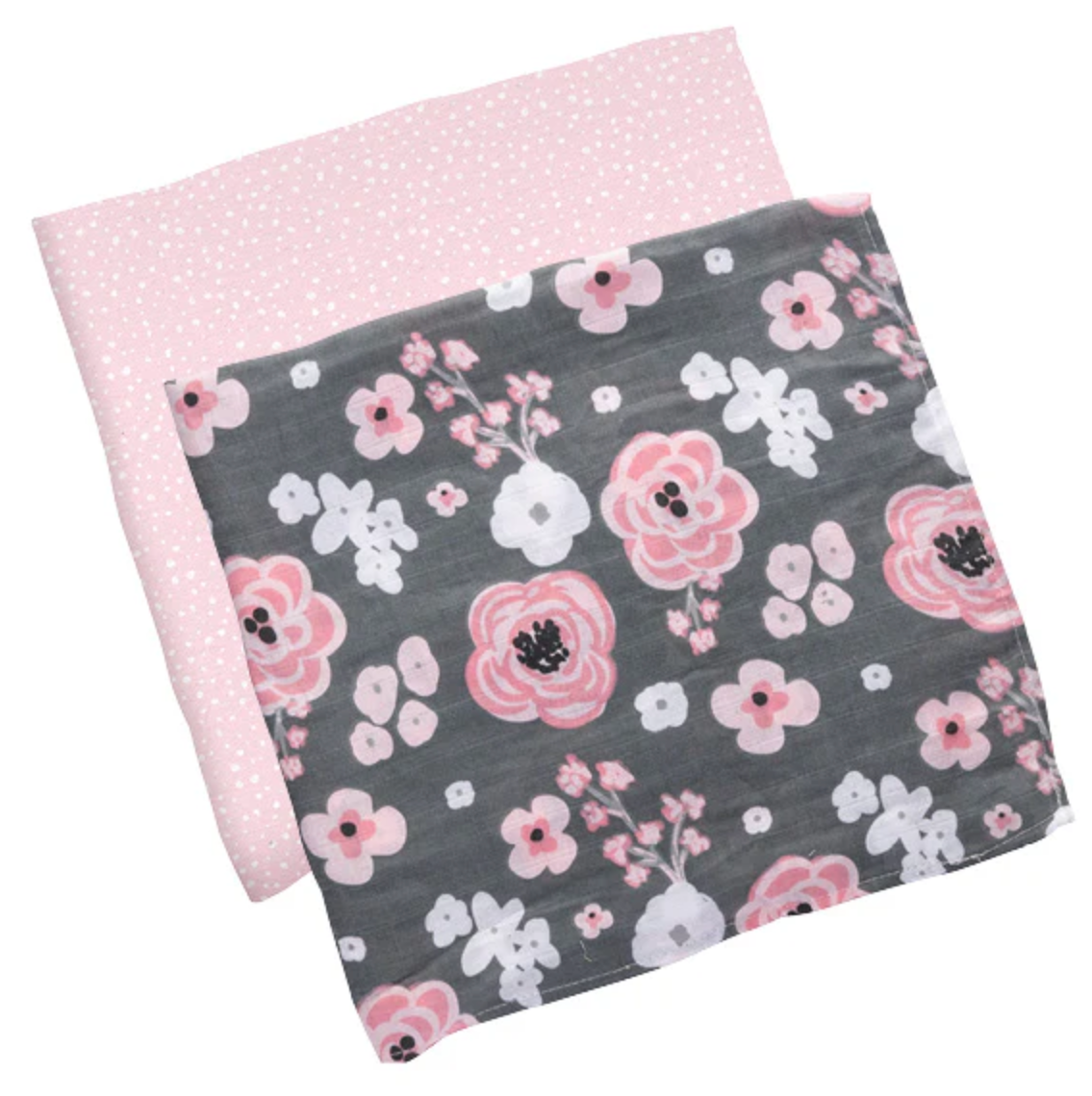 Muslin Blanket 2 Pack- Charcoal Flower