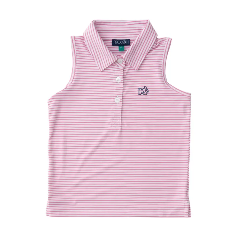 Fuchsia Pink Stripe Sleeveless Polo