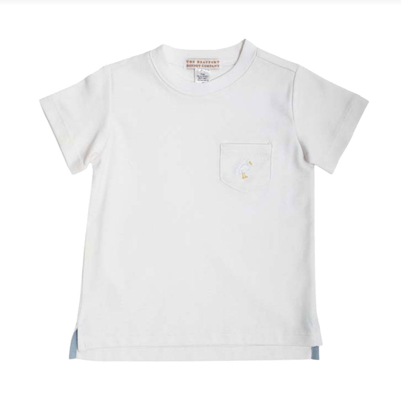 Carter Crew Neck in Worth Avenue White with Multicolor Stork