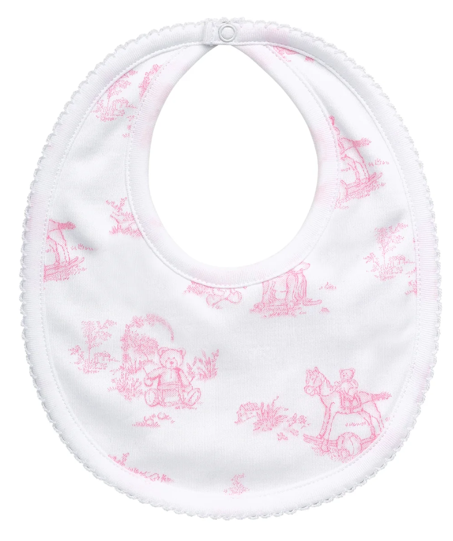 Pink Toile Baby Bib