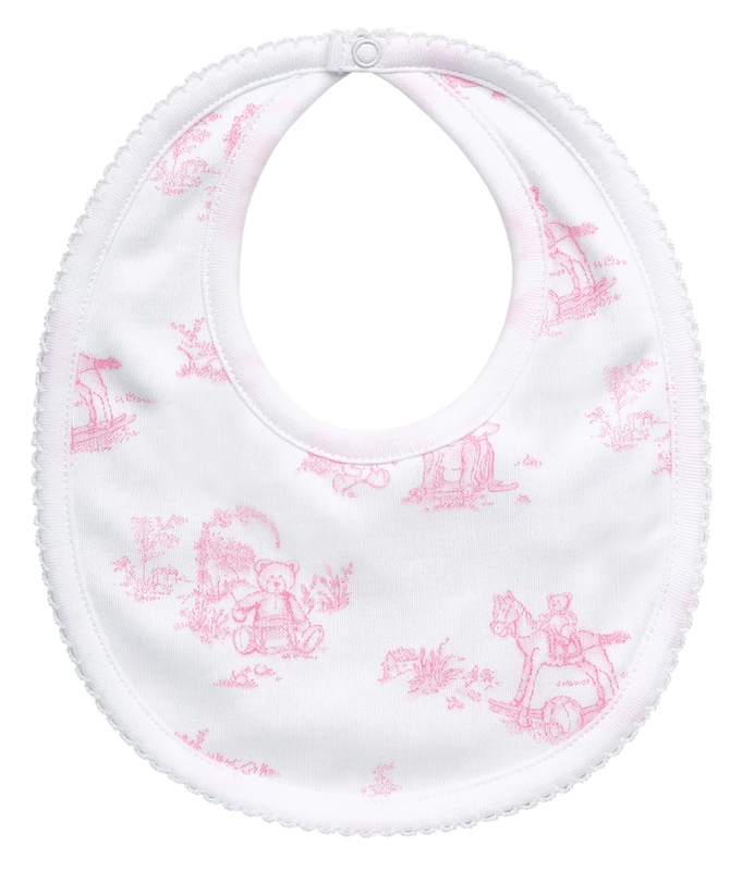 Pink Toile Baby Bib