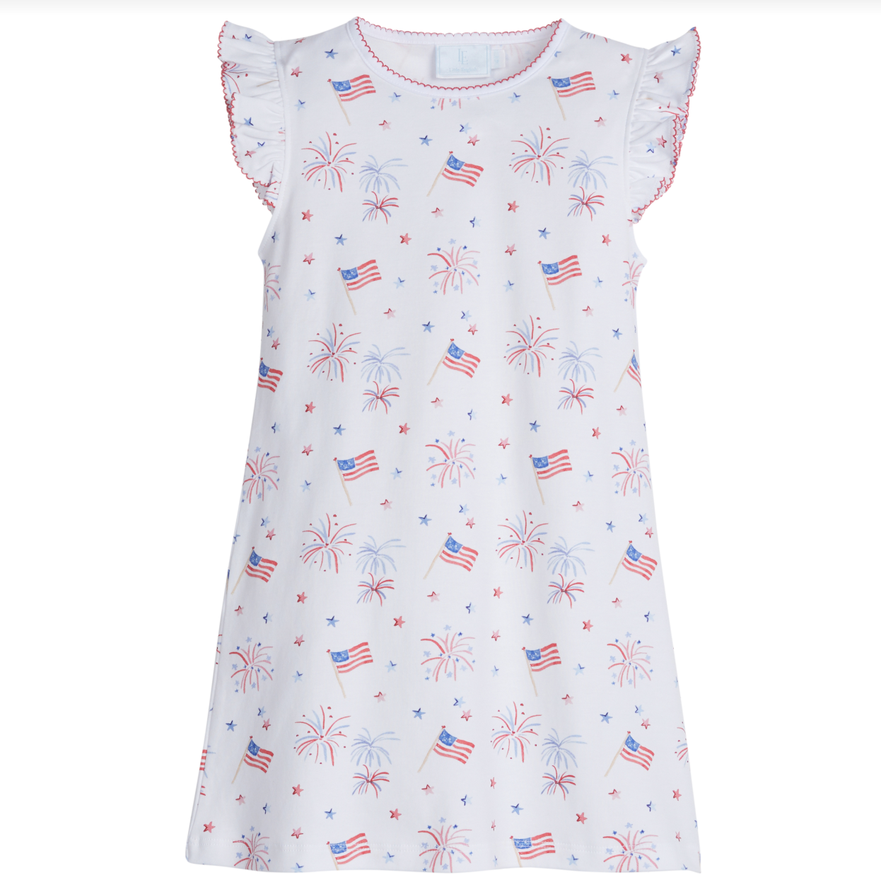 Printed Angel Sleeve Dress- Flags