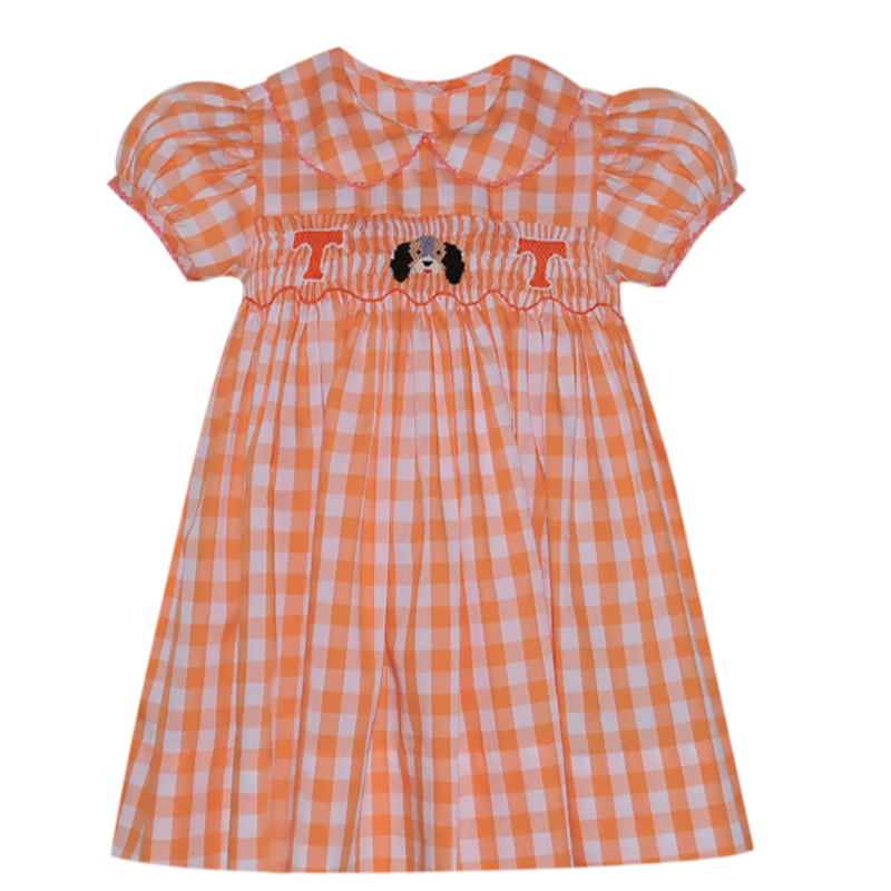 Orange and White Smocked TN Dress