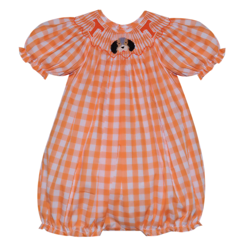 Orange and White TN Smocked Bishop Bubble