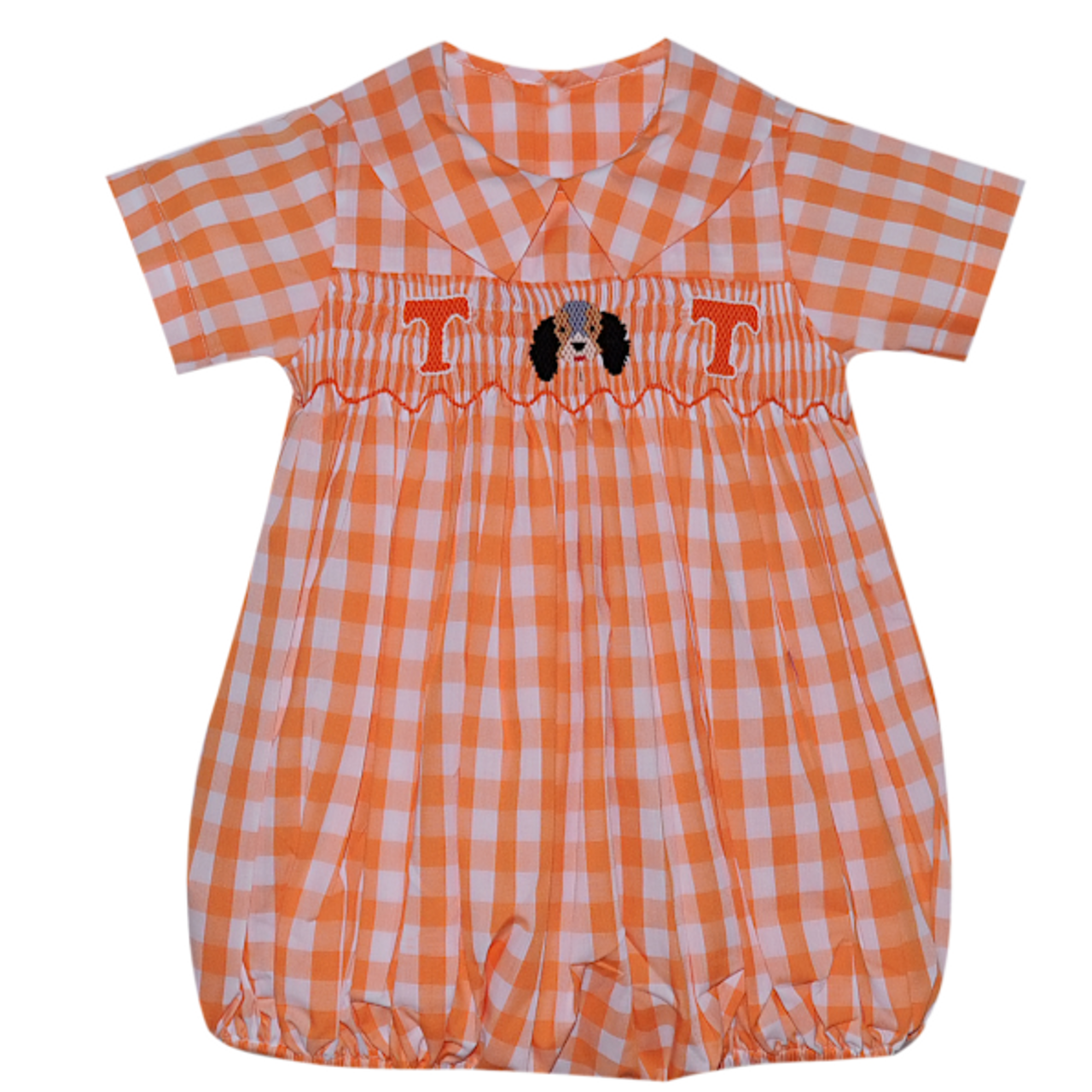 Orange and White TN Boys Smocked Bubble