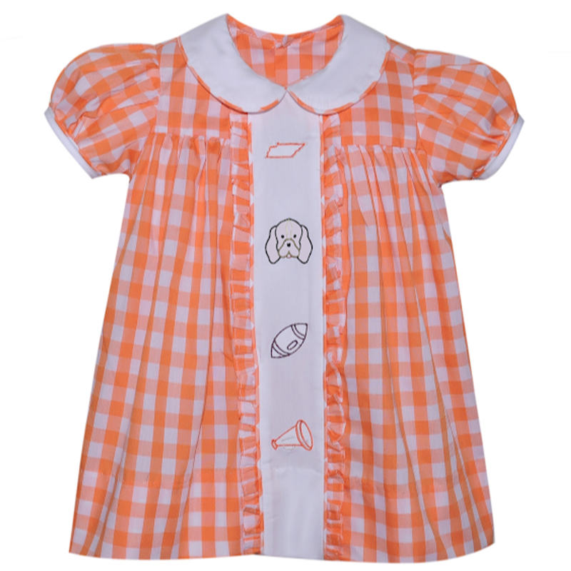 Orange and White Embroidered Logo Dress