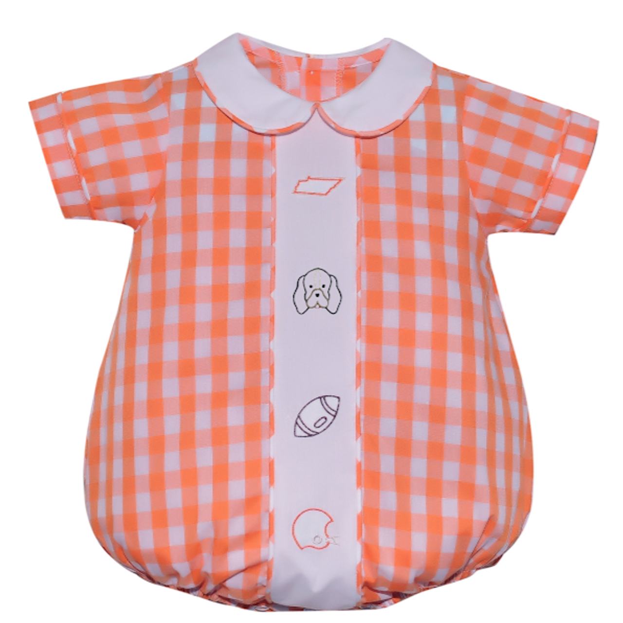 Orange and White Embroidered Boys Bubble