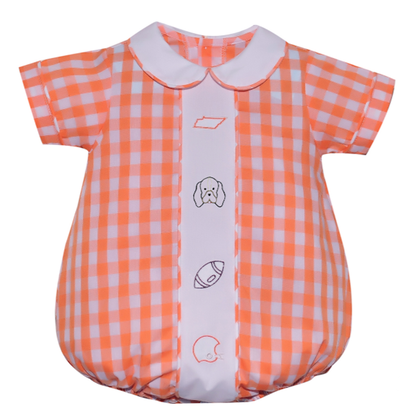 Orange and White Embroidered Boys Bubble