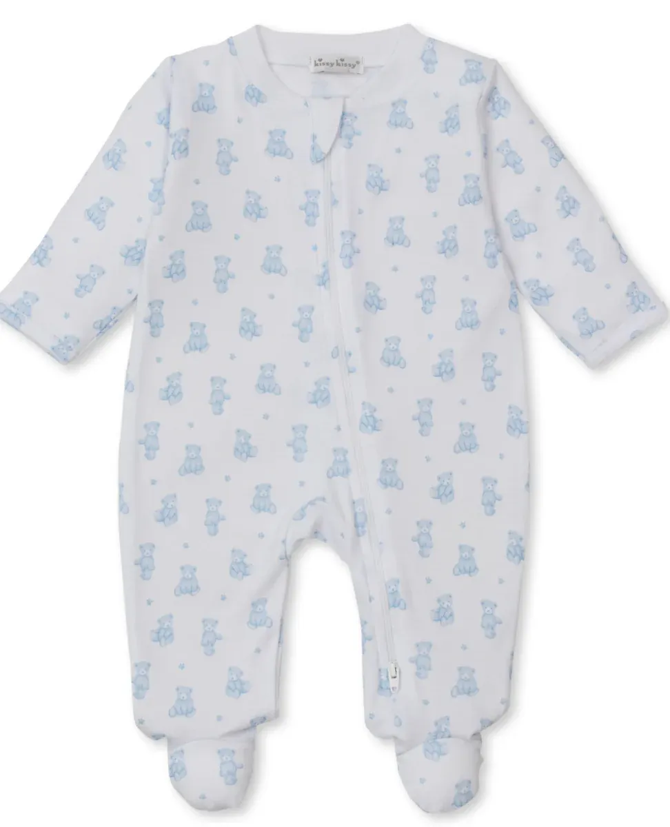 Blue Teddy Zipper Footie