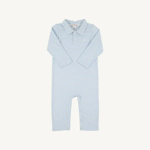 Beale Street Blue Stripe/ Worth Ave. White Long Sleeve Sir Proper's Romper