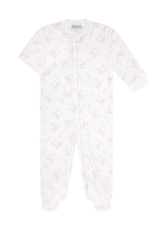 Pink Charming Bows Print Zipper