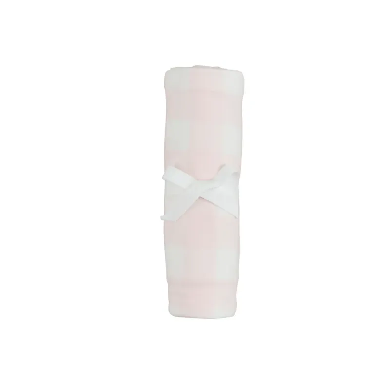 Pink Gingham Soft Knit Swaddle
