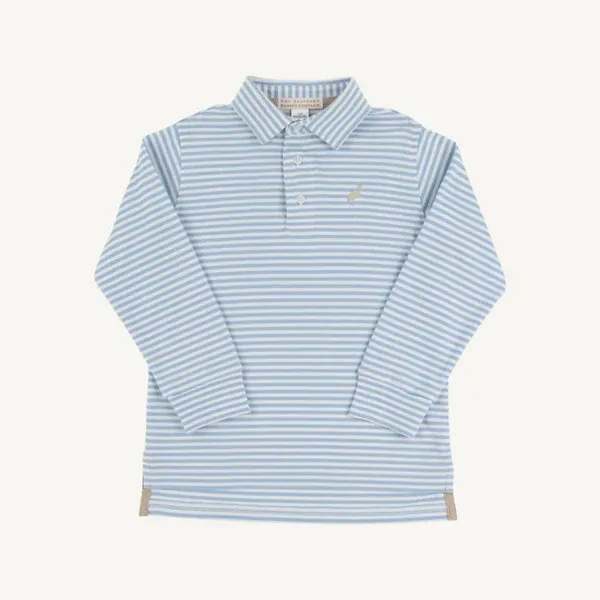 Barrington Blue Stripe Long Sleeve Polo