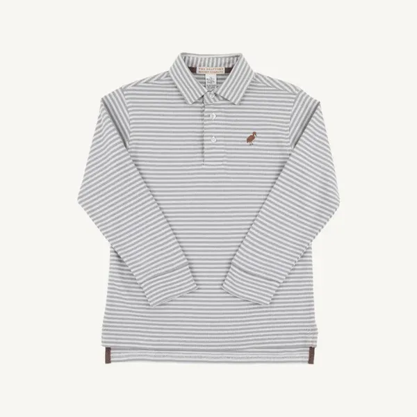 Grantley Gray Stripe Long Sleeve Polo