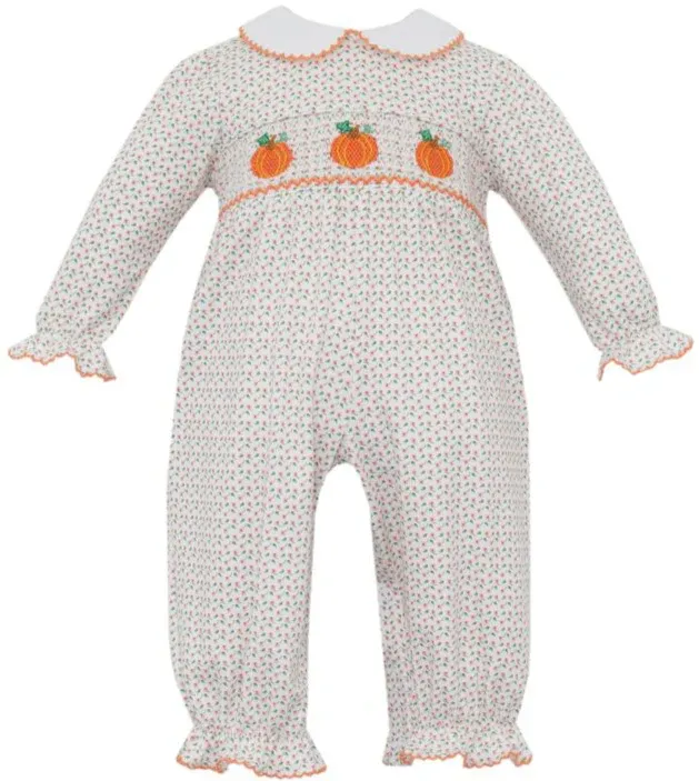 Pumpkin Girl's Knit Floral Footie
