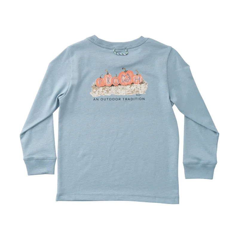 Kid's Long Sleeve Cotton T-Shirt- Pumpkins