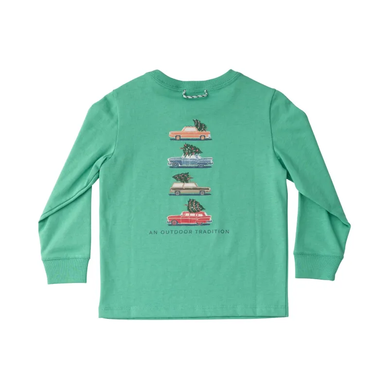 Kid's Long Sleeve Cotton T-Shirt- Christmas Tree