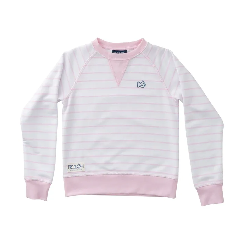 Girls Crew Control Sweatshirt in Pink Tulle Stripe