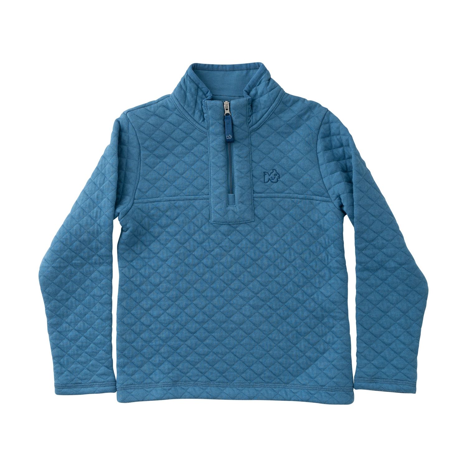 Boys Quilted Zip Pullover in Copen Blue