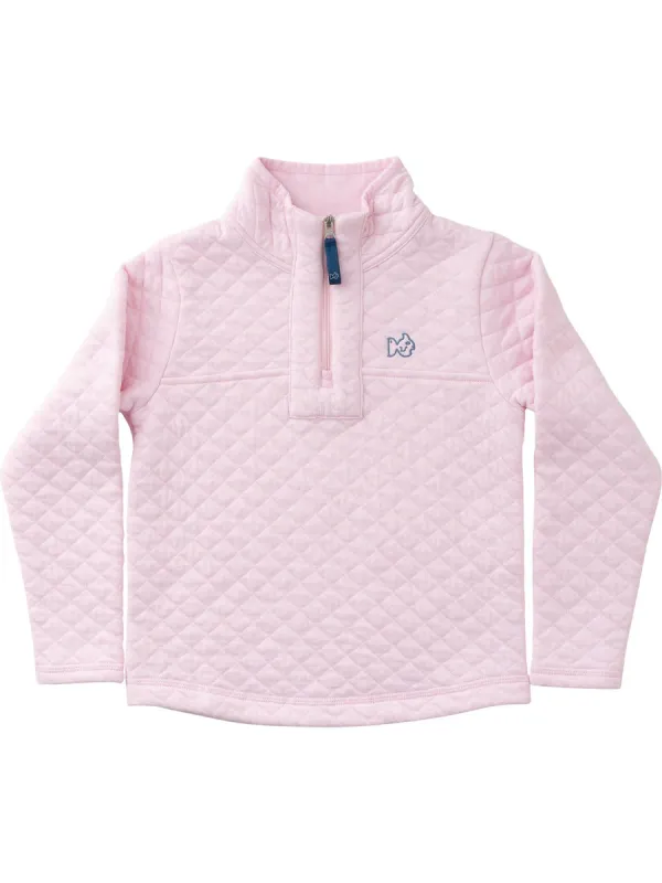 Girls Quilted Zip Pullover in Pink Tulle
