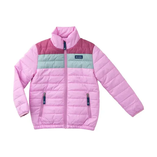 Girls Puffer Jacket in Orchid Colorblock