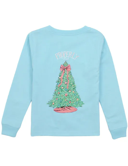 Girls Merry and Bright LS Powder Blue