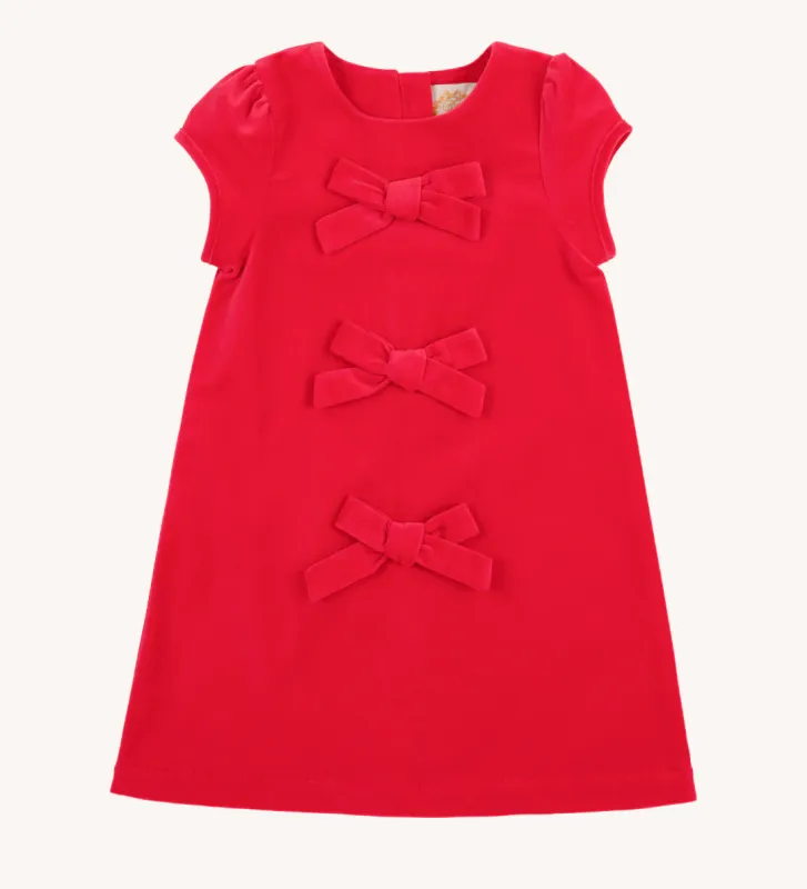 Betts Bow Velveteen Dress in Richmond Red
