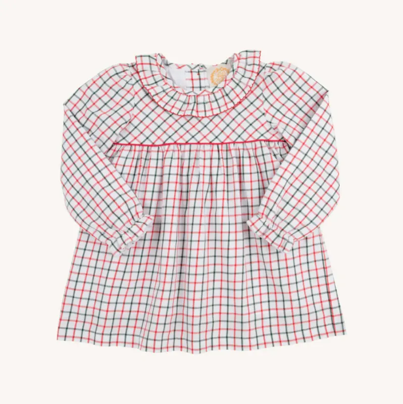 Long Sleeve Ramona Ruffle Dress in Old Town Tattersall/Richmond Red