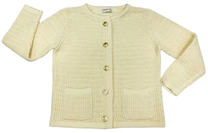 Ivory Cardigan with Gold Buttons