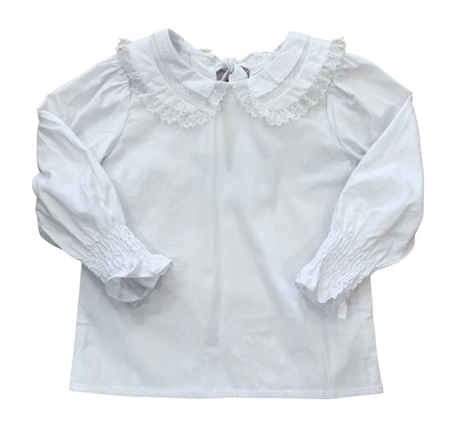 White Lace Peter Pan Collared Shirt