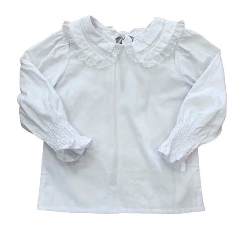 White Lace Peter Pan Collared Shirt