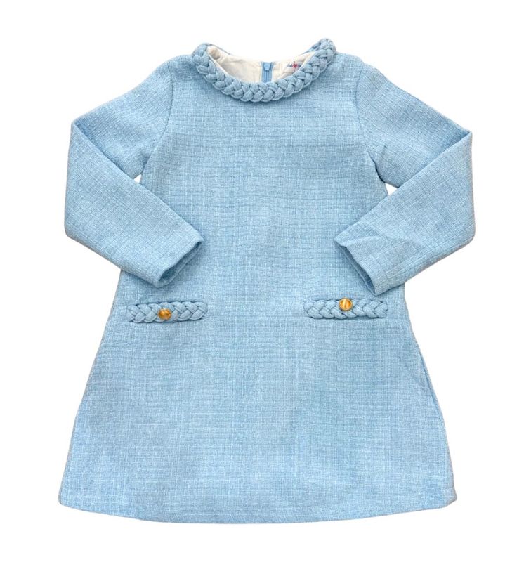 Light Blue Long Sleeve Braided Dress