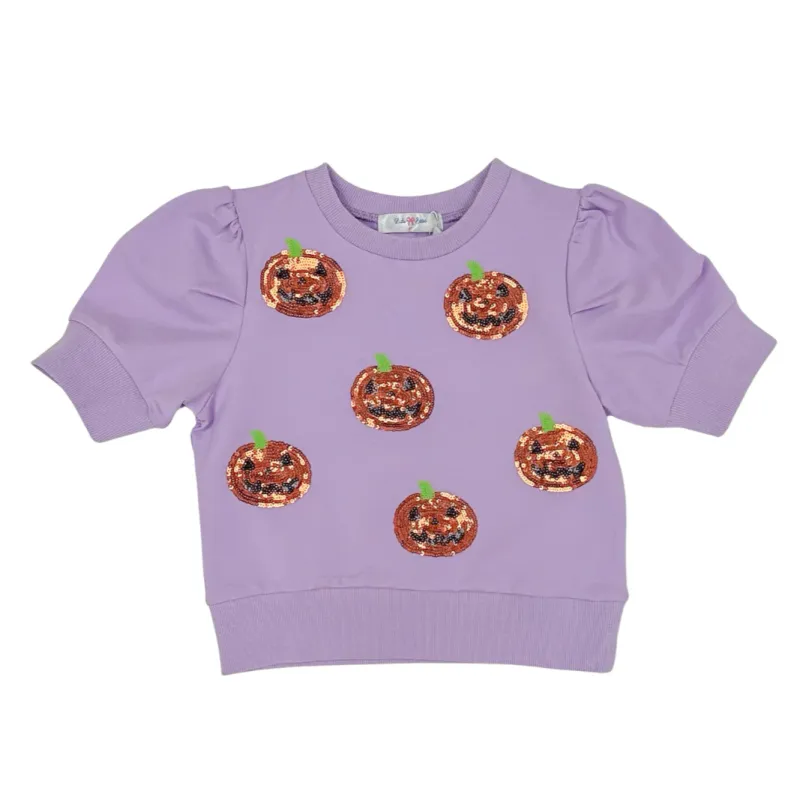 Lavender Sequin Jack-O-Lantern Top