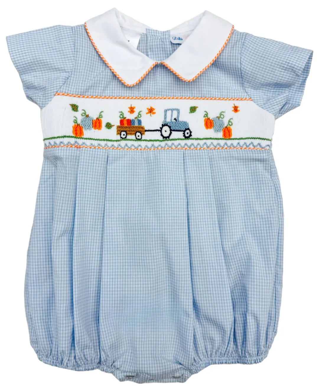 Blue Gingham Pumpkin Boy Bubble