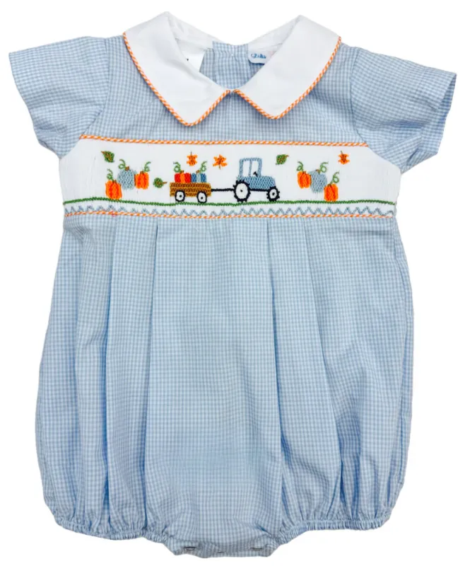 Blue Gingham Pumpkin Boy Bubble
