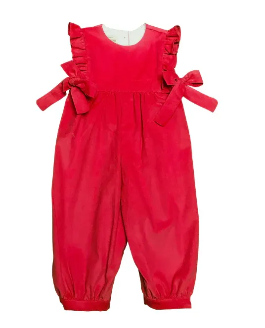 Red Corduroy Girl's Romper