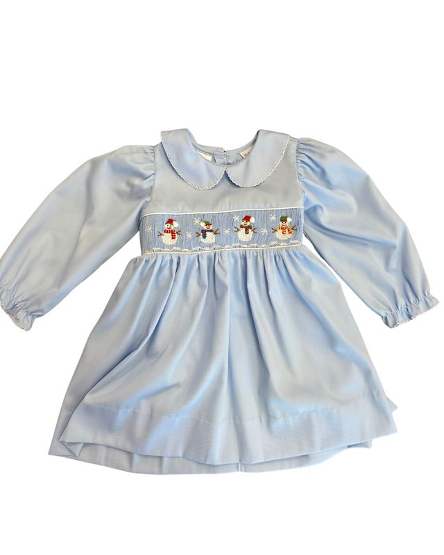 Snowman Smocked Waist Dress