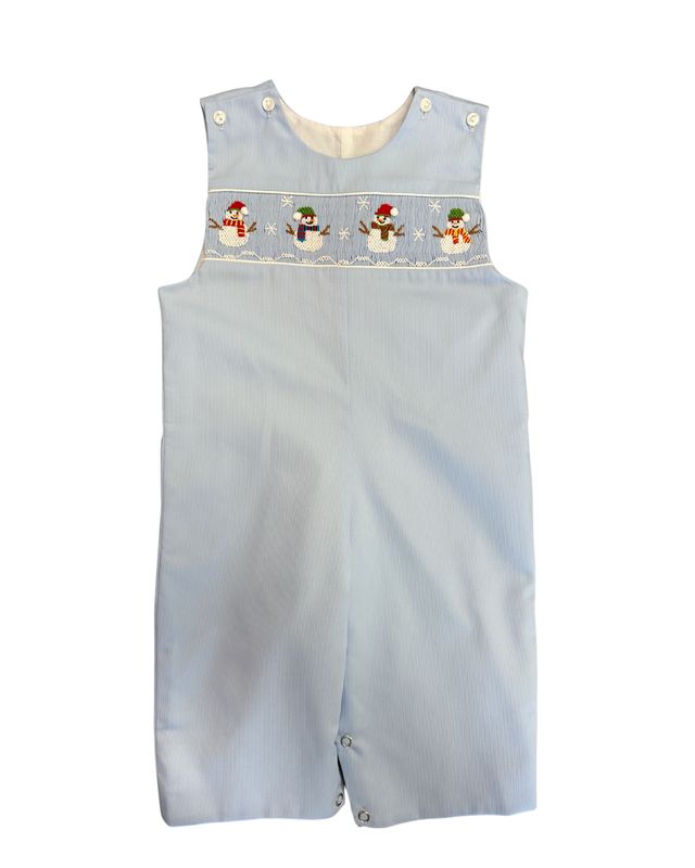 Snowman Smocked Boys Longall
