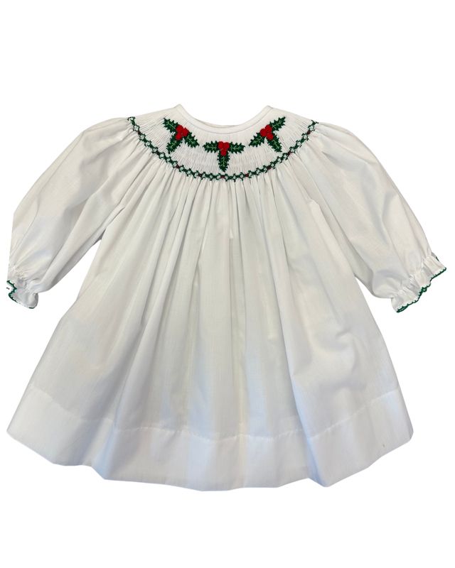 Holly Jolly Long Sleeve Smocked Bishop