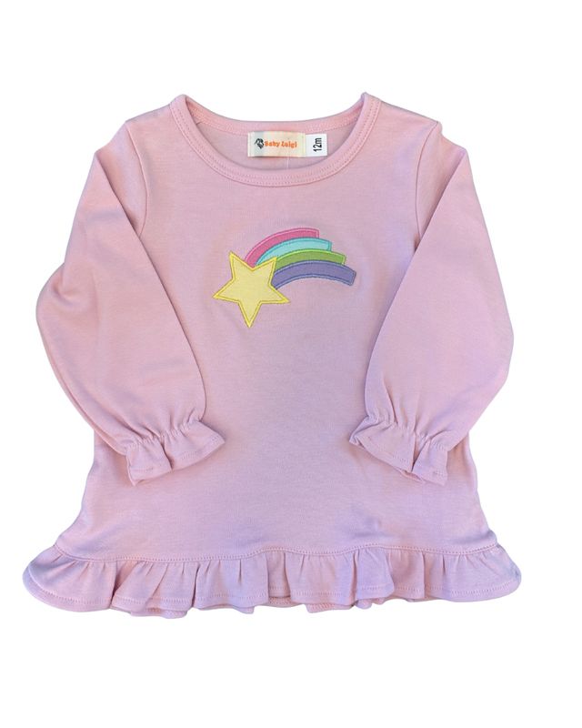 Light Pink Shooting Star Ruffle Swing Top