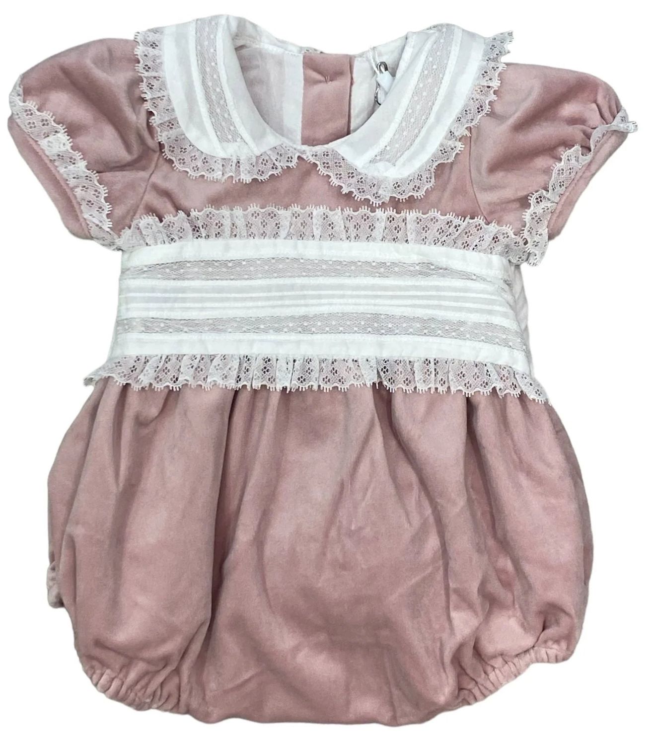 Pink Velvet Sash Waist Bubble