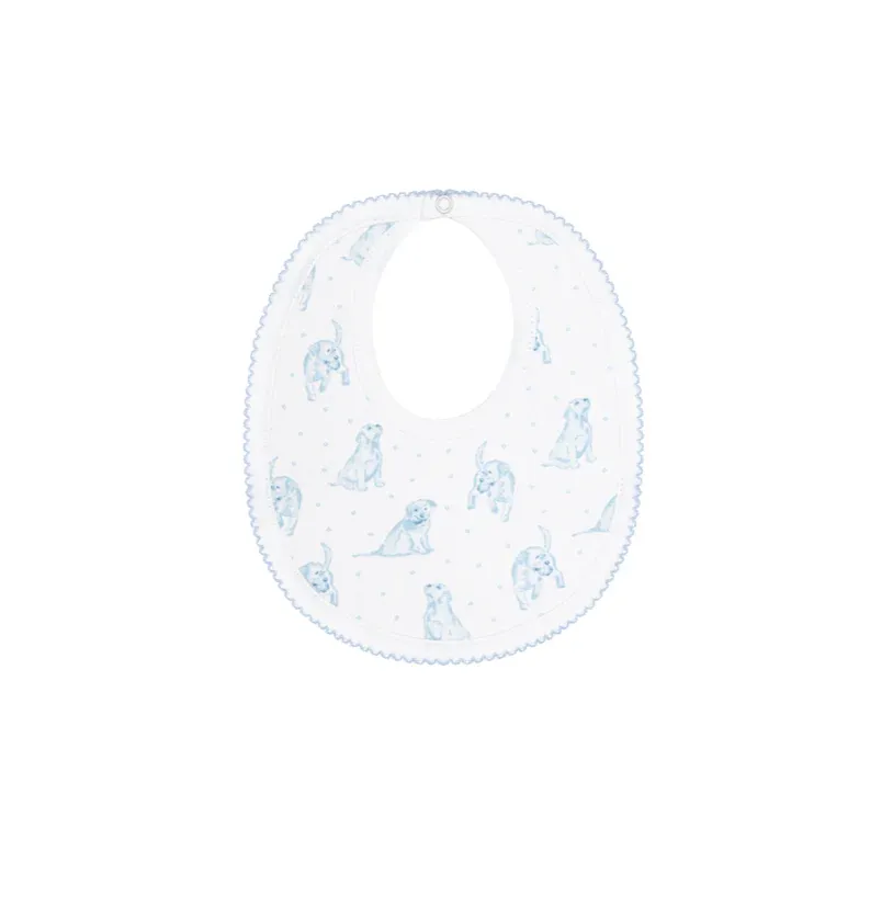 Blue Puppy Love Print Bib