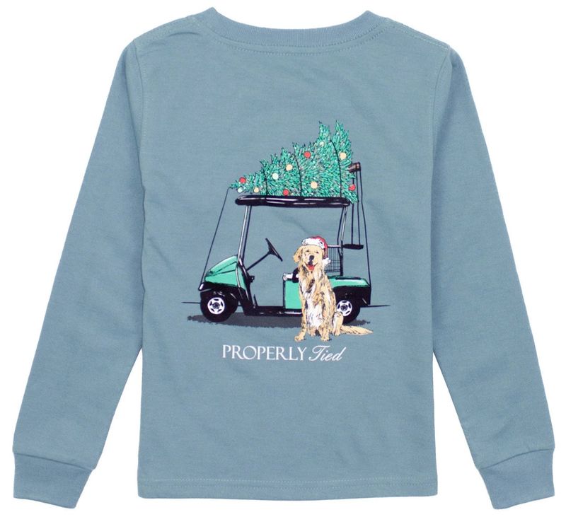 Boys Santa Caddy Longsleeve in Steel Blue