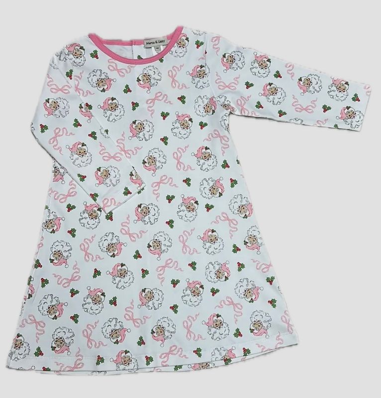Girls Pink Santa A-Line Dress
