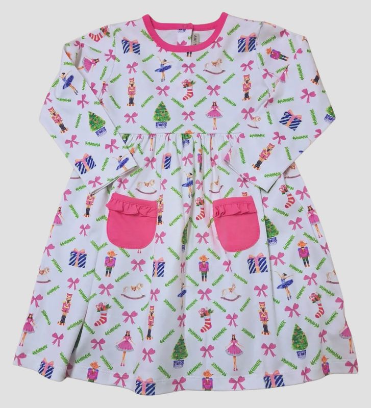 Girls Pink Nutcracker Dress with Pockets