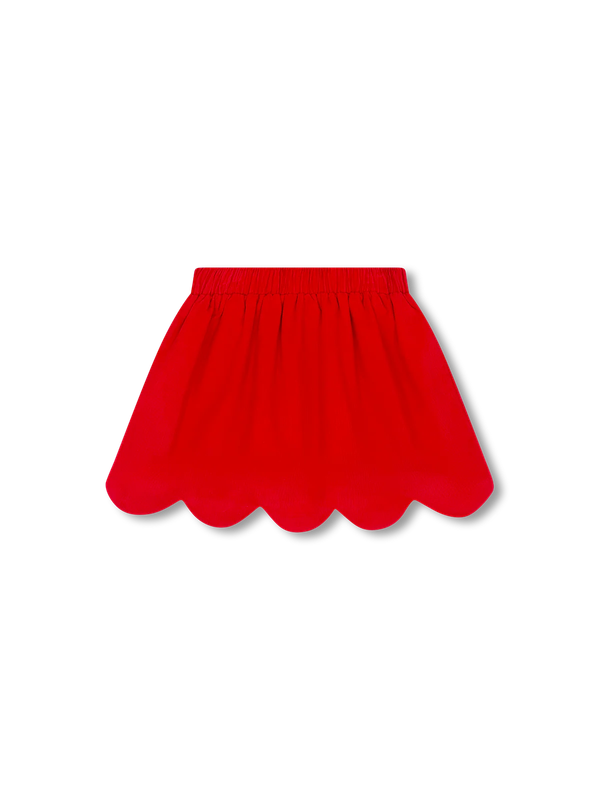 Susie Scallop Skirt in High Point Red Corduroy