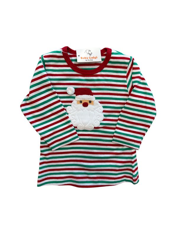 Girls Striped Santa Tee